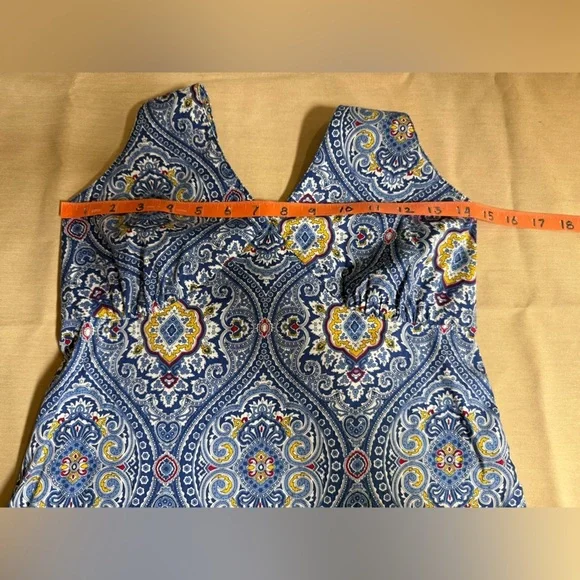 TOMMY HILFIGER  Blue and Yellow paisley Backless Dress size 4 - Picture 13 of 14